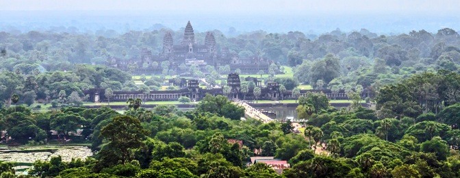 angkor wat aerial view, siem reap, cambodia