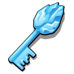fantasy key made of ice isolated on white background. cartoon vector illustration close-up.