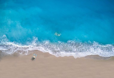 aerial of kathisma beach in lefkada island greece 