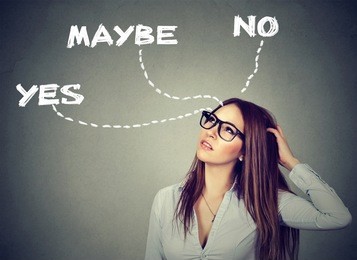thinking undecided woman has doubts  