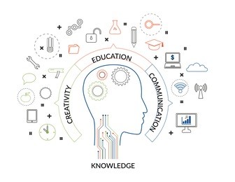 vector illustration concept of knowledge, idea, education, creativity or communication