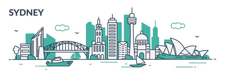 sydney city. flat line style. vector