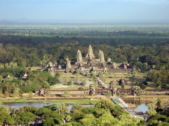 angkor wat temple - view from a air baloon - siem reap, cambodia