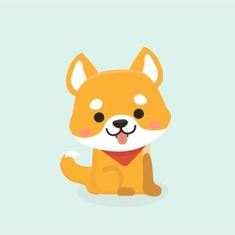 vector illustration of cute shiba inu dog. 