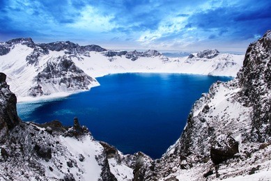 the beautiful lake in the winter of chang bai mount, jilin province, china
