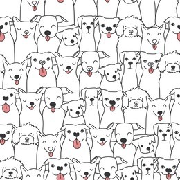 seamless pattern with funny hand drawn dogs. animals vector illustration with adorable pets. tillable background for your fabric, textile design, wrapping paper or wallpaper.