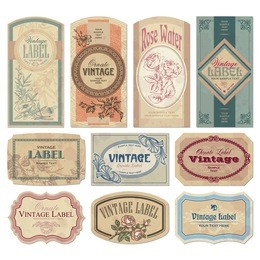 set of 10 ornate vintage labels, vector illustration. old fashioned backgrounds with typography. engraving style ornaments and frames. retro elements for your design.