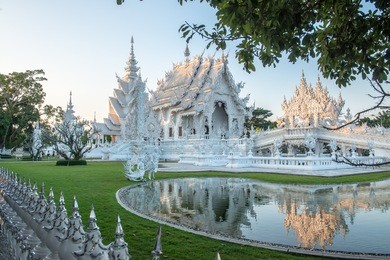 beautiful thai church at rong khun temple, thailand.