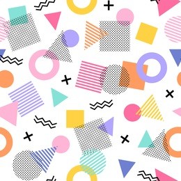 geometric seamless vector pattern in memphis style