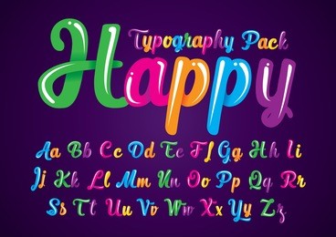 vector of abstract glossy font and alphabet
