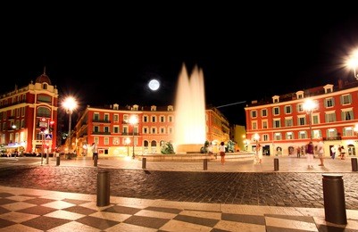 the plaza massena square at night in nice france