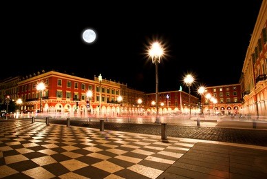 the plaza massena square at night in nice france