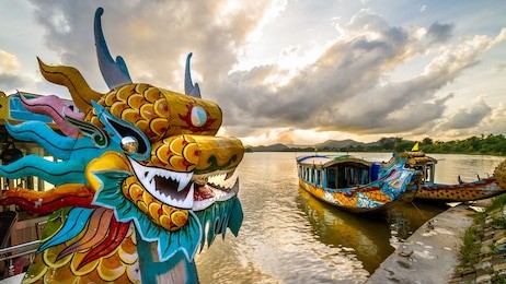 dragon boat in hue, vietnam
