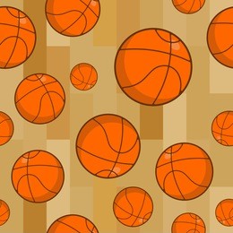 basketball seamless pattern. sports accessory ornament. basketball background. orange spherical. texture for sports team game with ball
