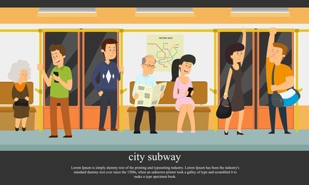 people go to the subway. vector illustration.