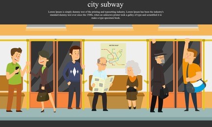 people go to the subway. vector illustration.