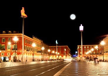 the plaza massena square at night in nice france