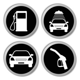 transportation icons (car wash gas station) - vector stickers  set