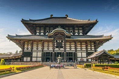 todaiji temple is a buddhist temple complex, that was once one of the powerful seven great temples, located in the city of nara, japan.