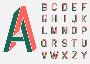 impossible shape font. memphis style letters. colored letters in the style of the 80s. set of vector letters constructed on the basis of the isometric view. low poly 3d characters. vector.
