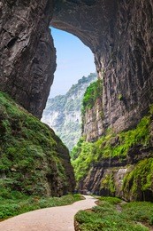 wulong karst limestone rock formations in longshui gorge difeng, an important constituent part of the wulong karst world natural heritage, chongqing, china