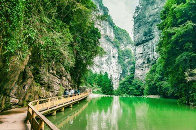 wulong karst limestone rock formations in longshui gorge difeng, an important constituent part of the wulong karst world natural heritage, chongqing, china