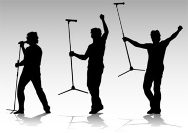 vector silhouette of artists of hard rock. a live performance on stage