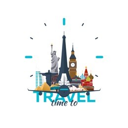 time to travel logo. vector flat illustration