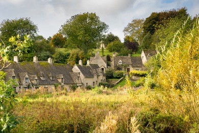 the village of bibury, cotswolds, arlington row england