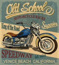 vintage motorcycle  poster , t-shirt  print.