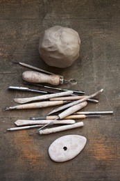 potter's tools and clay
