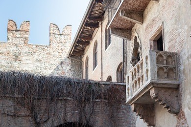 juliet's balcony at the "house of juliet", verona - italy