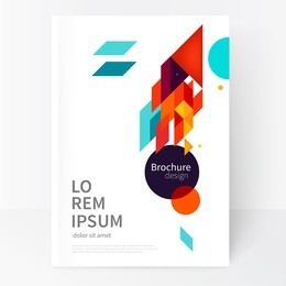 brochure, leaflet, flyer, cover template. minimalistic design, creative concept, modern diagonal abstract background geometric vector element. blue,yellow and red diagonal lines & triangles. 