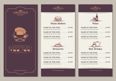 template for the restaurant menu