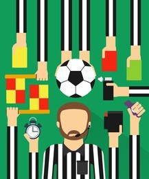 soccer referee modern design fla sett.vector illustration