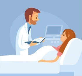 doctor with pregnant woman at the hospital