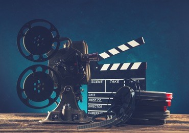 old style movie projector, still-life, close-up.