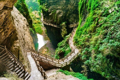 longshuixia fissure gorge in wulong country, chongqing city, southwest china, it is a typical karst landscape and fantastic nature place