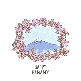 vector illustration of fuji and sakura.   all objects are conveniently grouped and easily editable