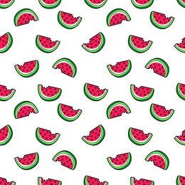tropic seamless pattern with watermelons. vector background with summer tropic fruits in cartoon 80s-90s trendy style.