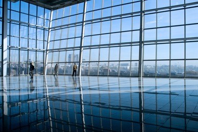 people silhouettes at office building