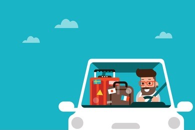 man driving car on road trip travel vacation.