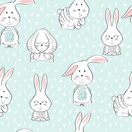 vector seamless pattern with cartoon cute bunny