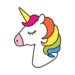 unicorn vector icon isolated on white. head portrait horse sticker, patch badge. magic cartoon fantasy cute animal. rainbow hair. dream symbol. design for children