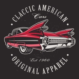 classic american car on black background. text is on the separate layer.