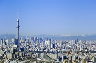 
tokyo city scenery tokyo sky tree cityscape of the city center blue sky blue sky 2017