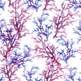 seamless texture with blue and pink corals. repeated pattern. it can be used as wallpaper, upholstery, wrapping, fabric or your design.