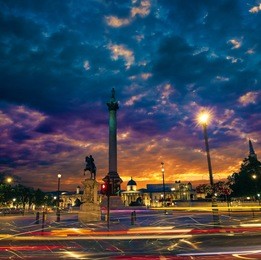 london trafalgar square sunset nelson column in england