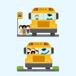 school bus kids transport vector illustration.