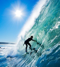 surfer in the barrel